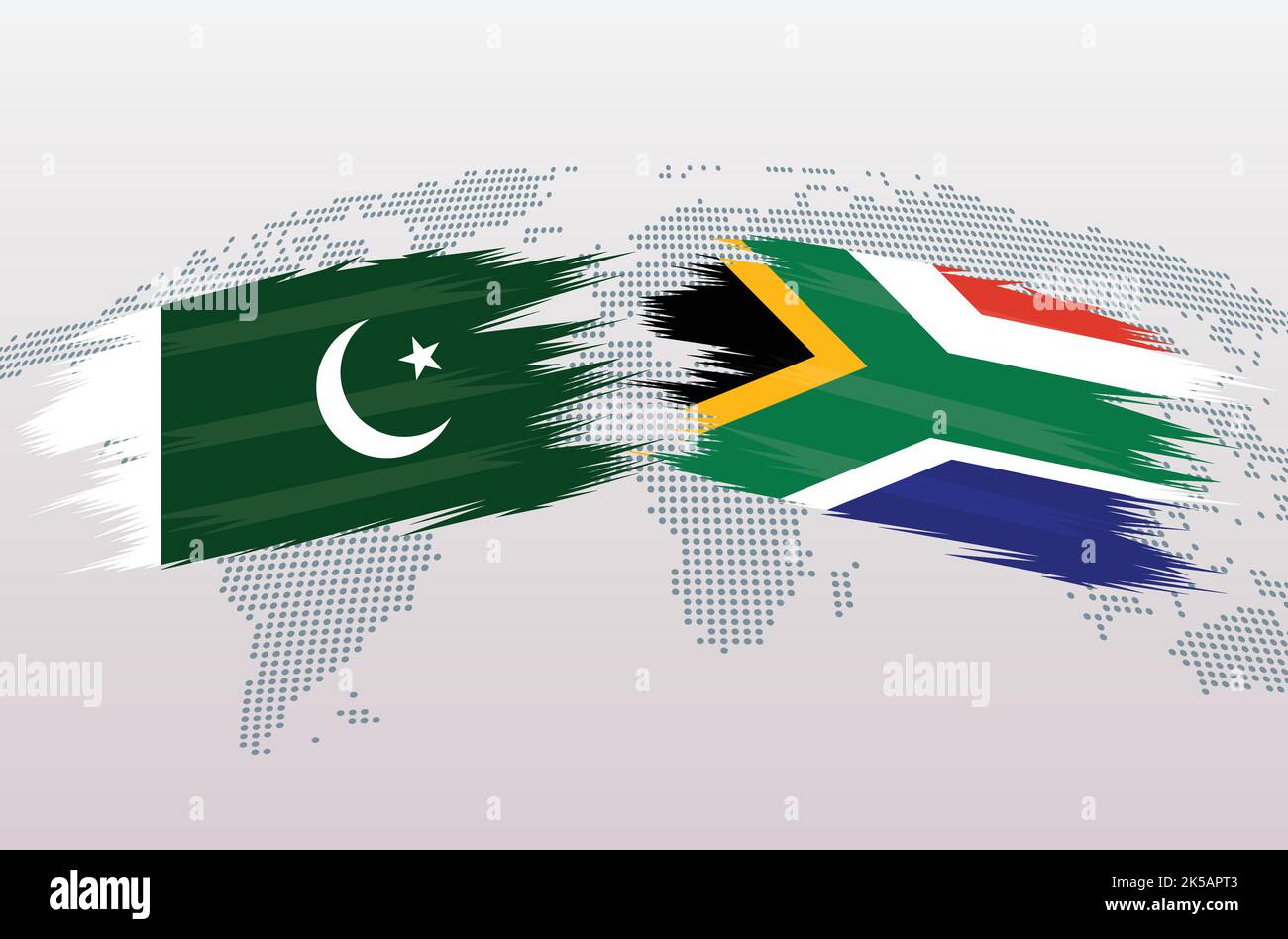 South Africa Vs Pakistan Flags Concept On World Map Stock Vector Images 