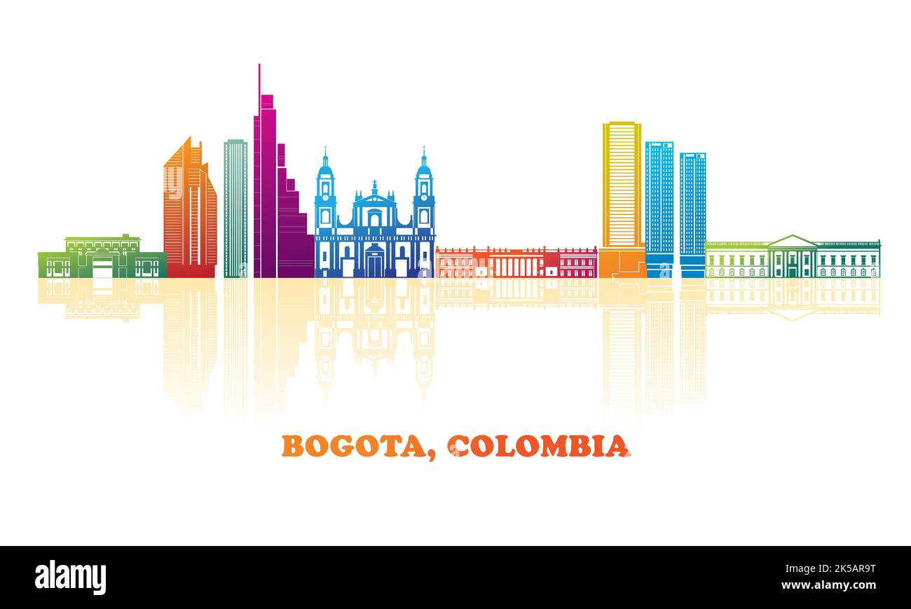 Colourfull Skyline Panorama Of City Of Bogota Colombia Vector Illustration Stock Vector Image 