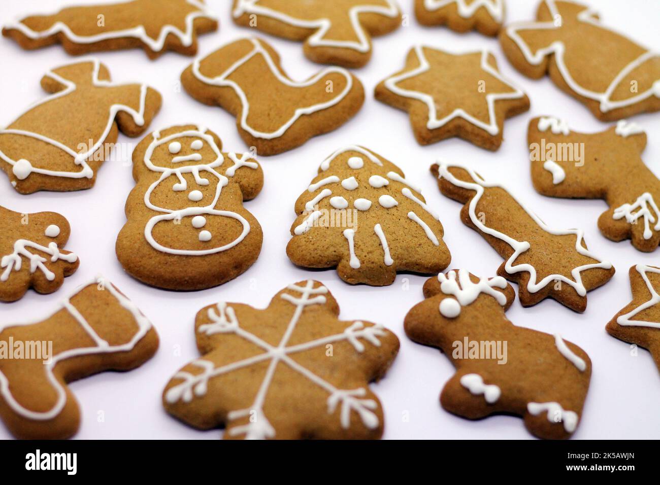 Christmas gingerbread homemade on white background. Stock Photo