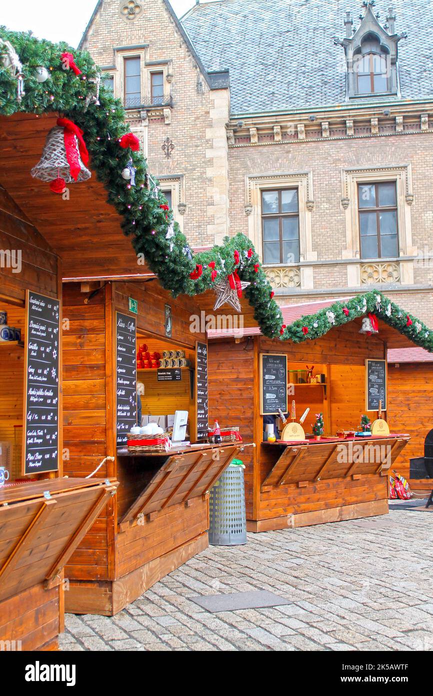 Christmas market in old castle. Prague, Czech Republic Stock Photo Alamy