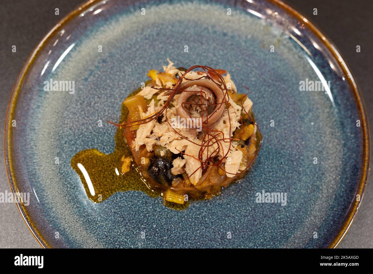 Special Dish with Tuna, Anchovies, Olives, Capers and Other Vegetables Stock Photo Alamy