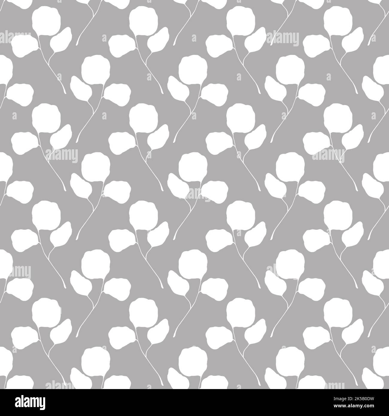 Abstract floral seamless pattern. Wjite leaves