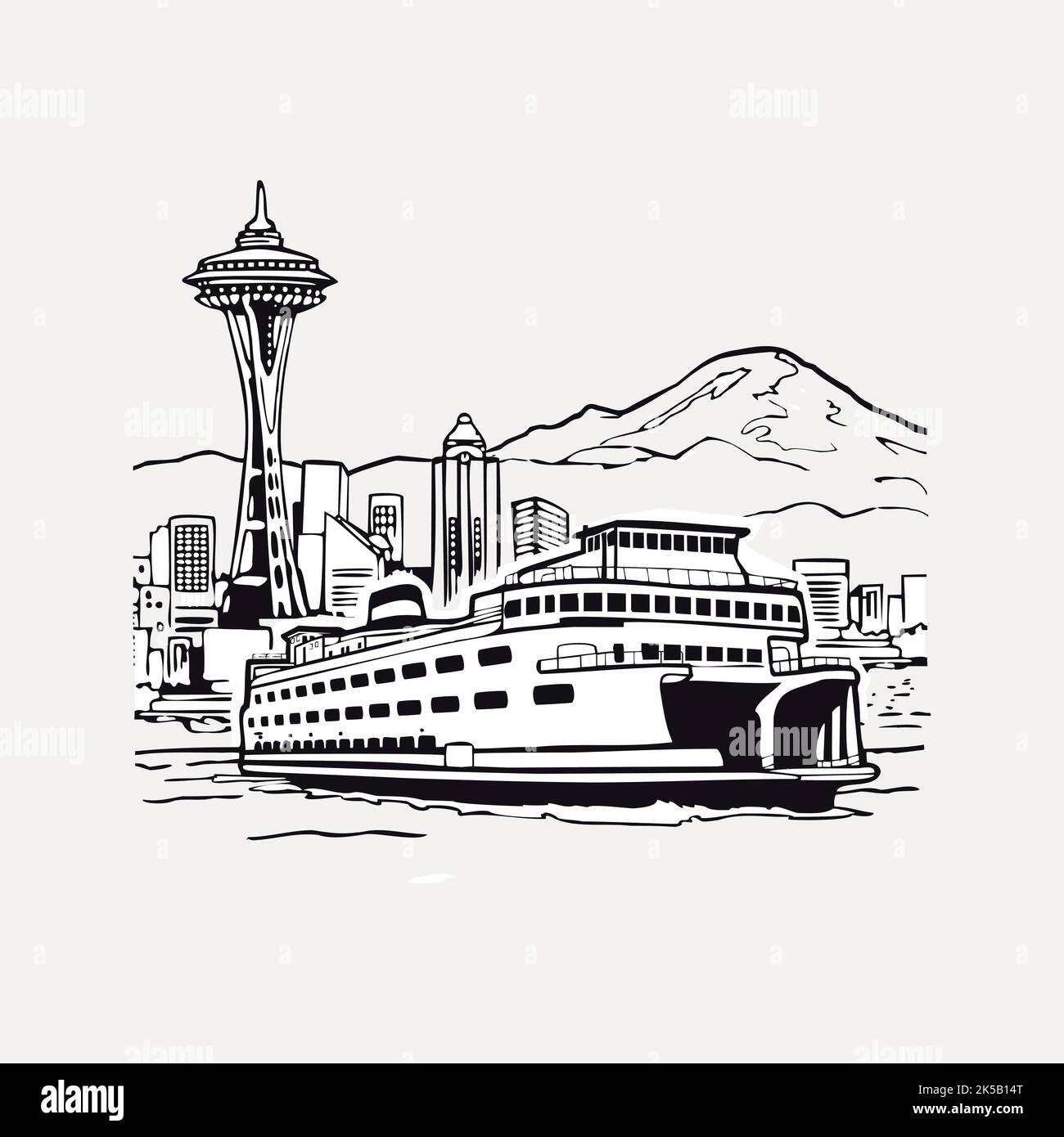 Cruise ship clipart, vintage illustration vector Stock Vector Image ...
