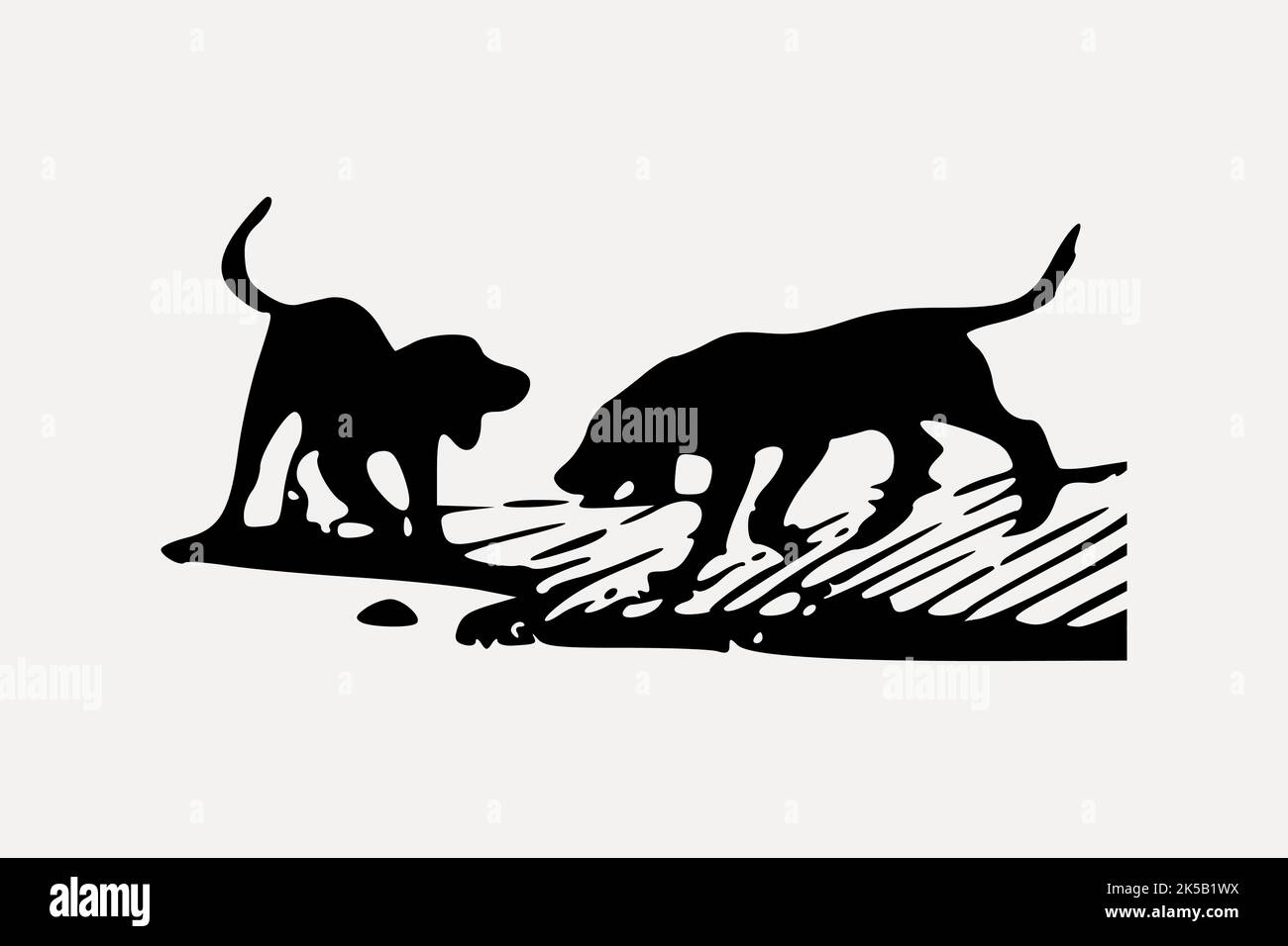Dogs silhouette collage element, drawing illustration vector Stock