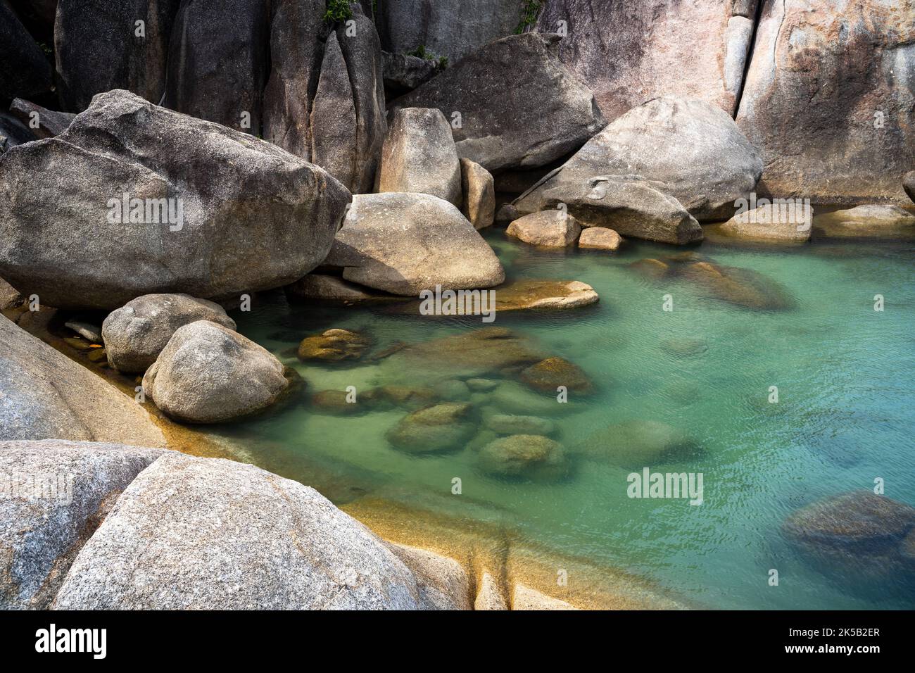 The Grandfather and Grandmother Rocks (Hin Ta Hin Yai) in Koh Samui, Thailand Stock Photo