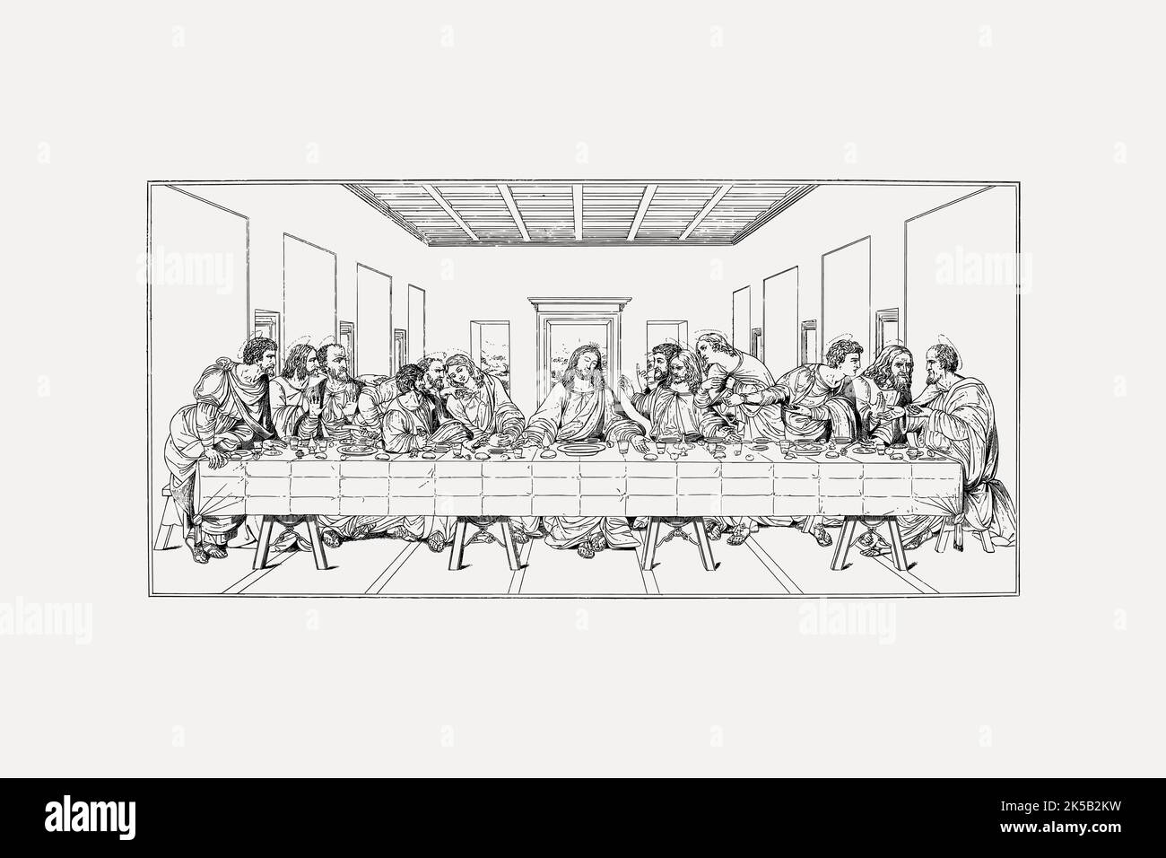 Last supper collage element, drawing illustration vector Stock Vector