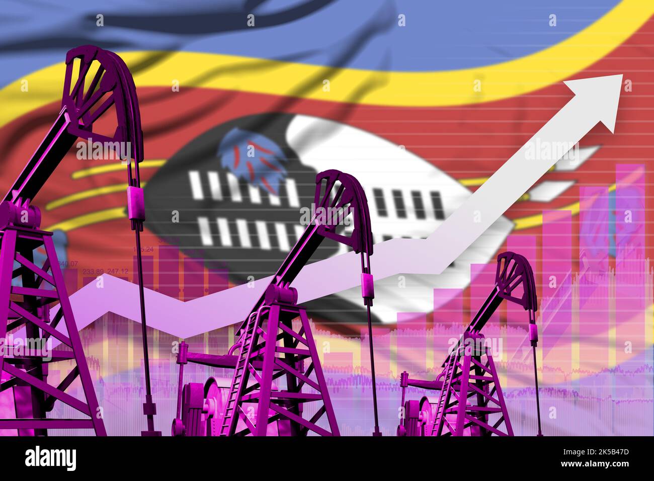 Swaziland oil industry concept, industrial illustration - rising up ...