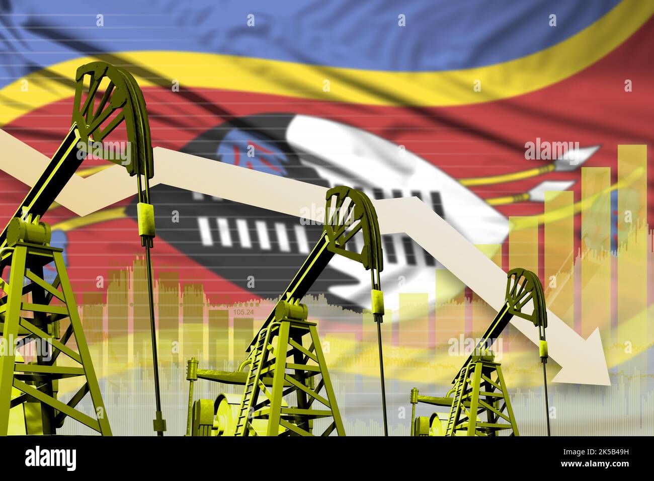 Swaziland oil industry concept, industrial illustration - lowering down ...