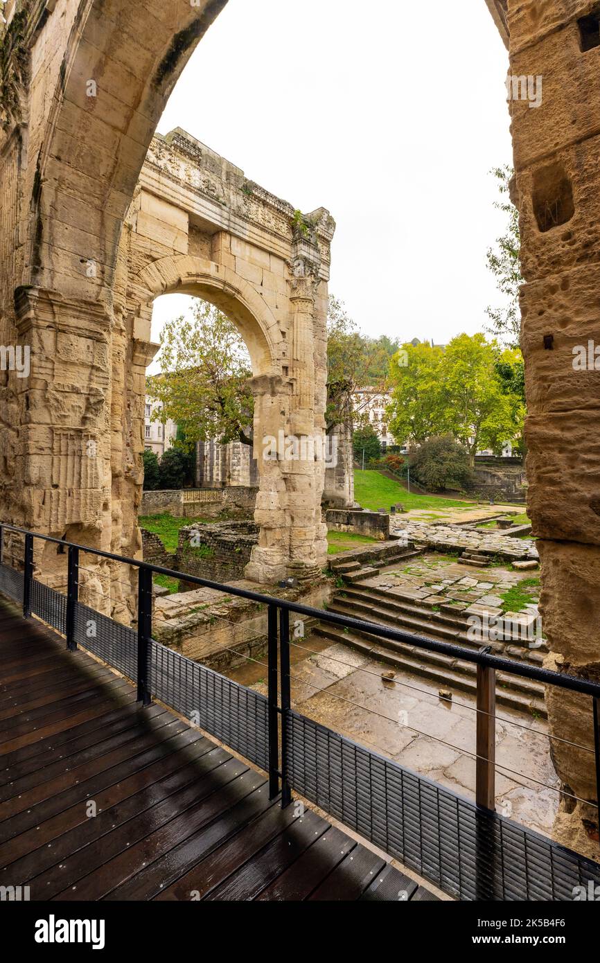 The Cybèle archaeological garden displays the remains of the administrative centre of the Gallo-Roman city Vienne (Vienna). Vienne was a major centre Stock Photo