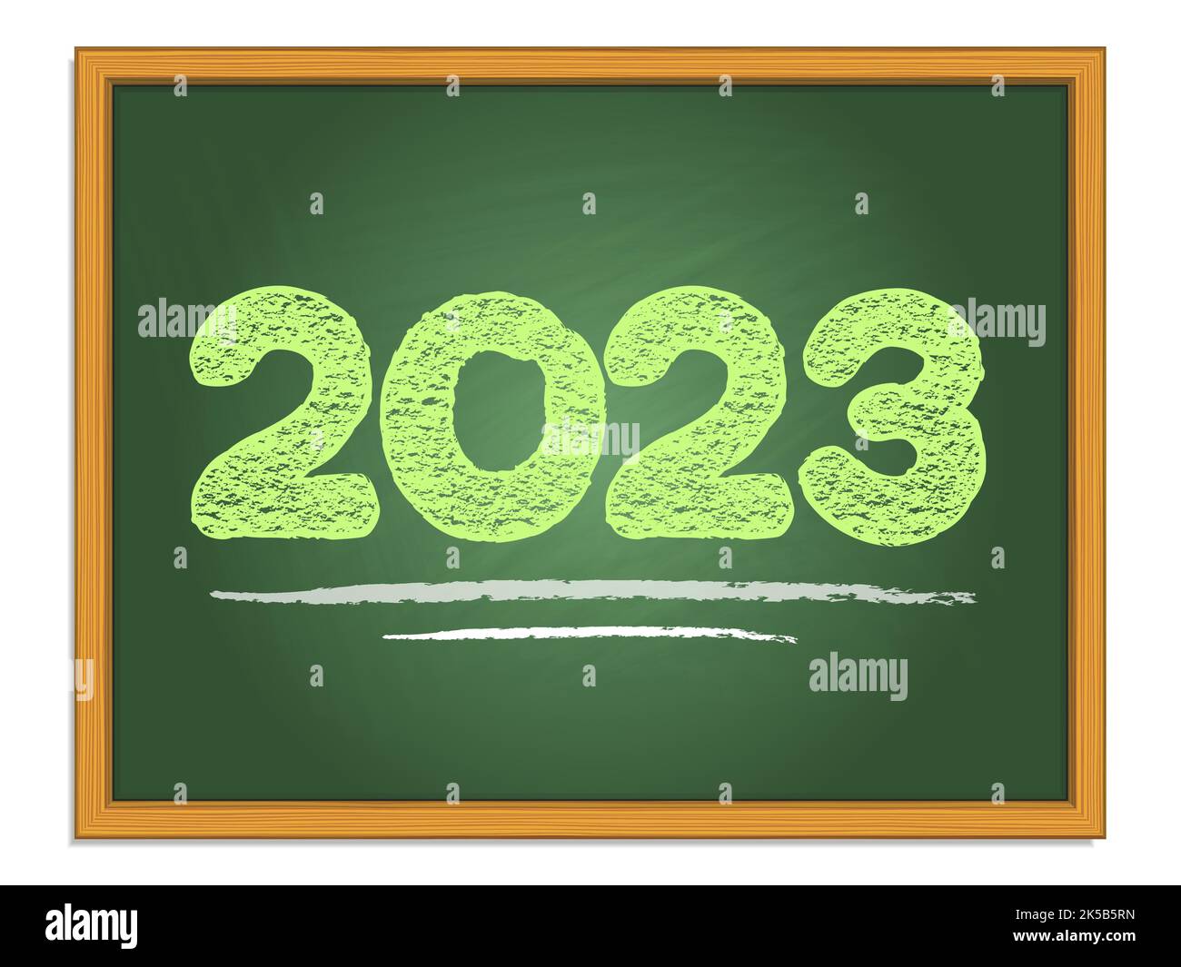 2023 year chalk lettering on green chalkboard. New year vector numbers. Stock Vector