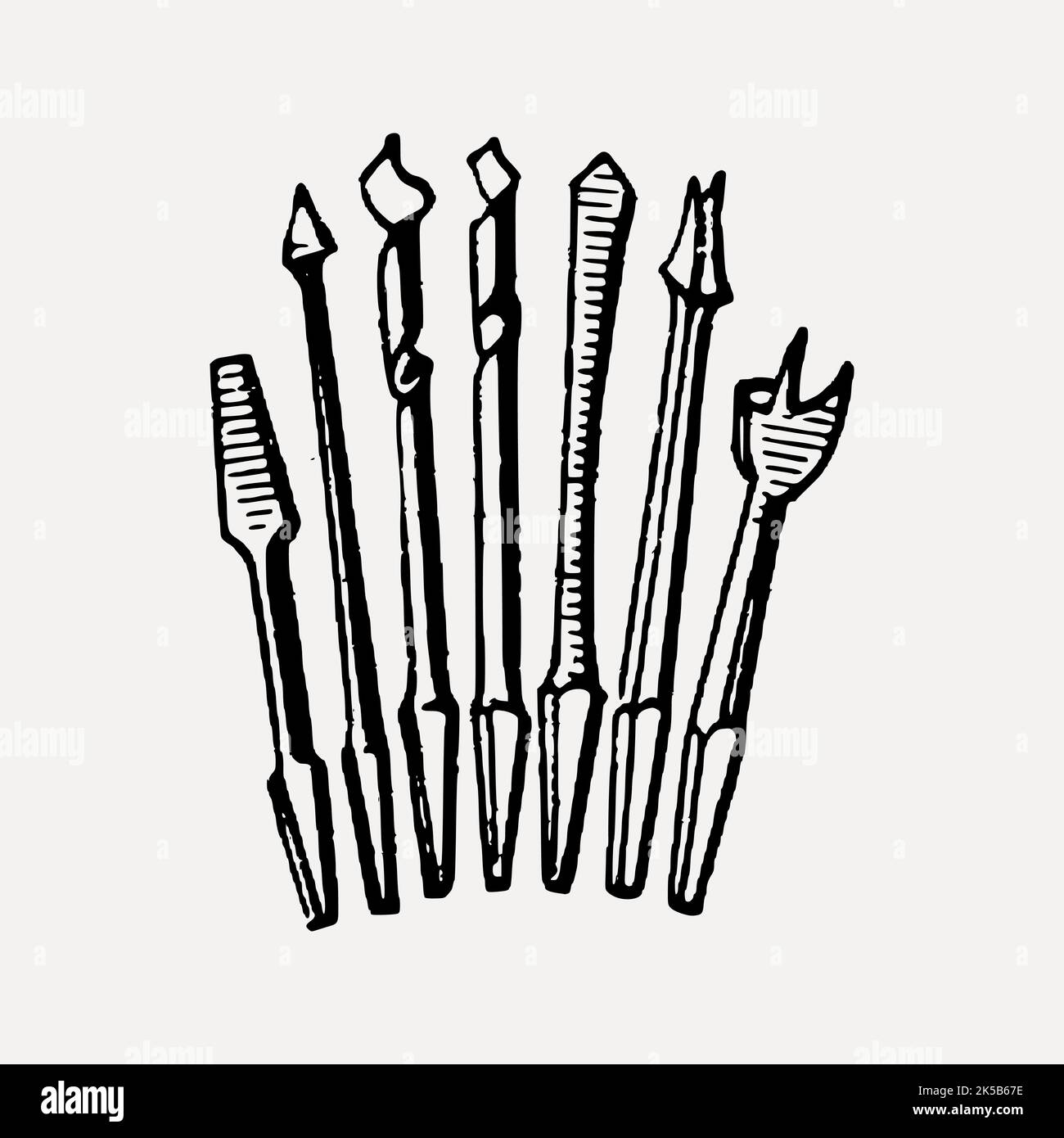Drill bit set clipart, vintage illustration vector Stock Vector Image