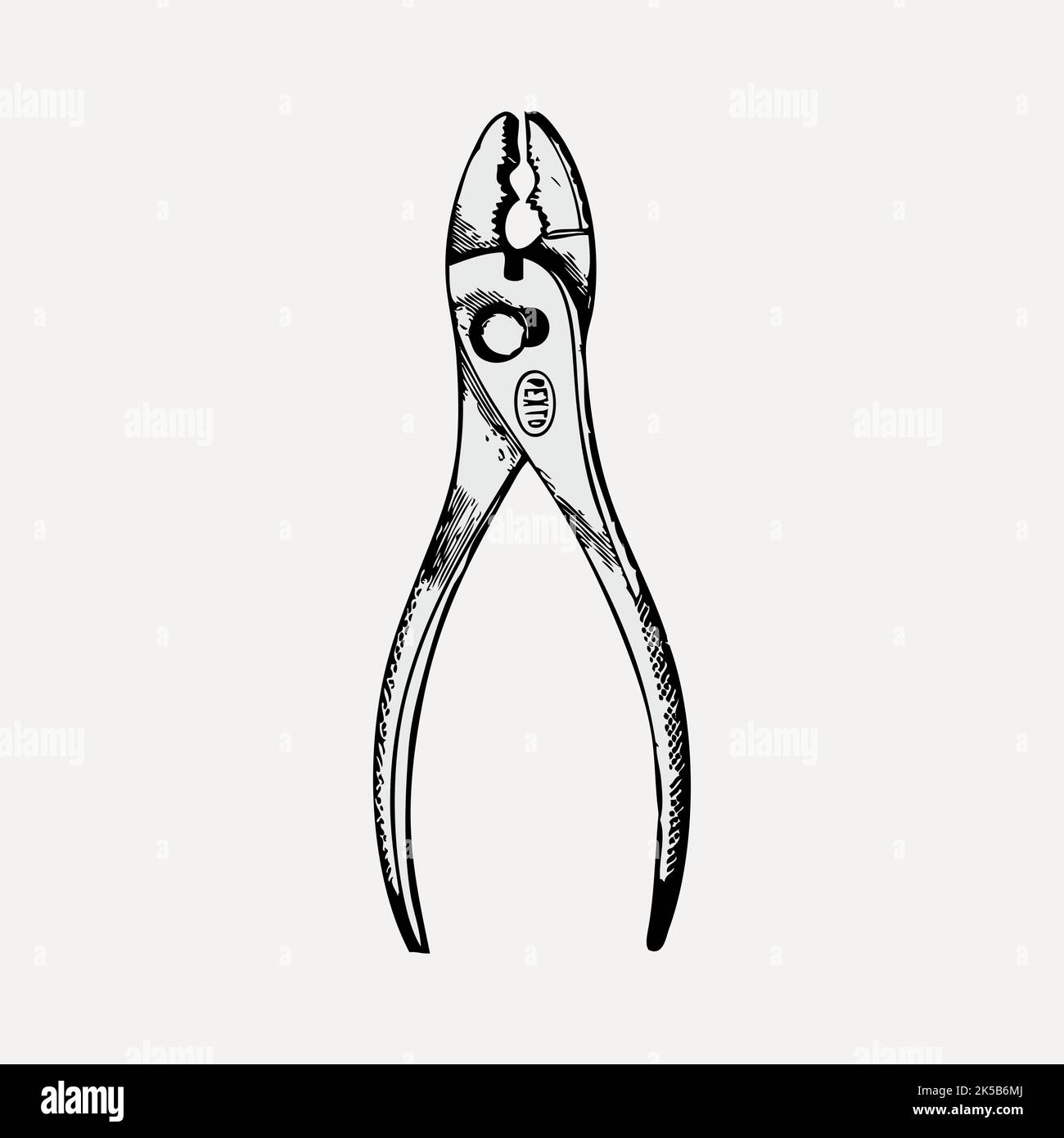 Pliers tool clipart, vintage illustration vector Stock Vector Image