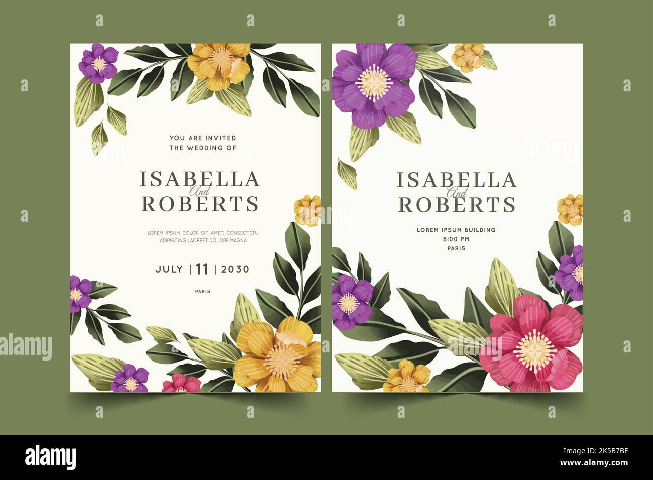 beautiful floral wedding card templates vector design illustration ...