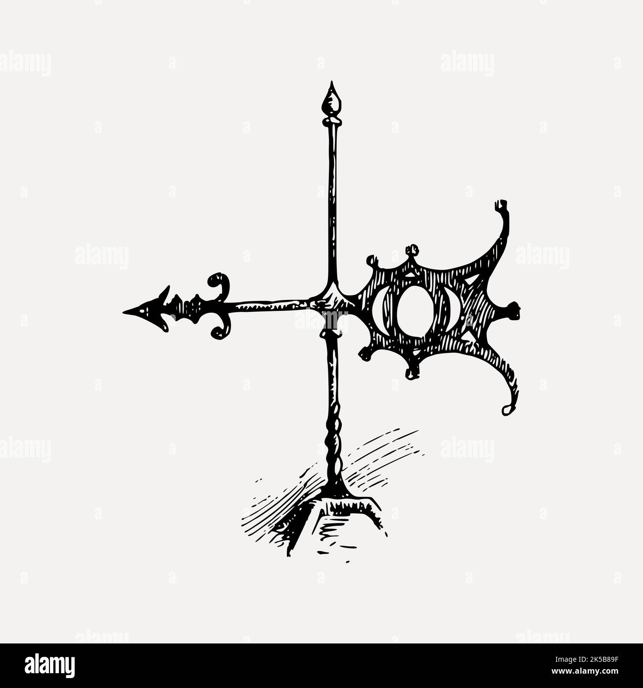 Weather vane clipart, vintage illustration vector Stock Vector Image