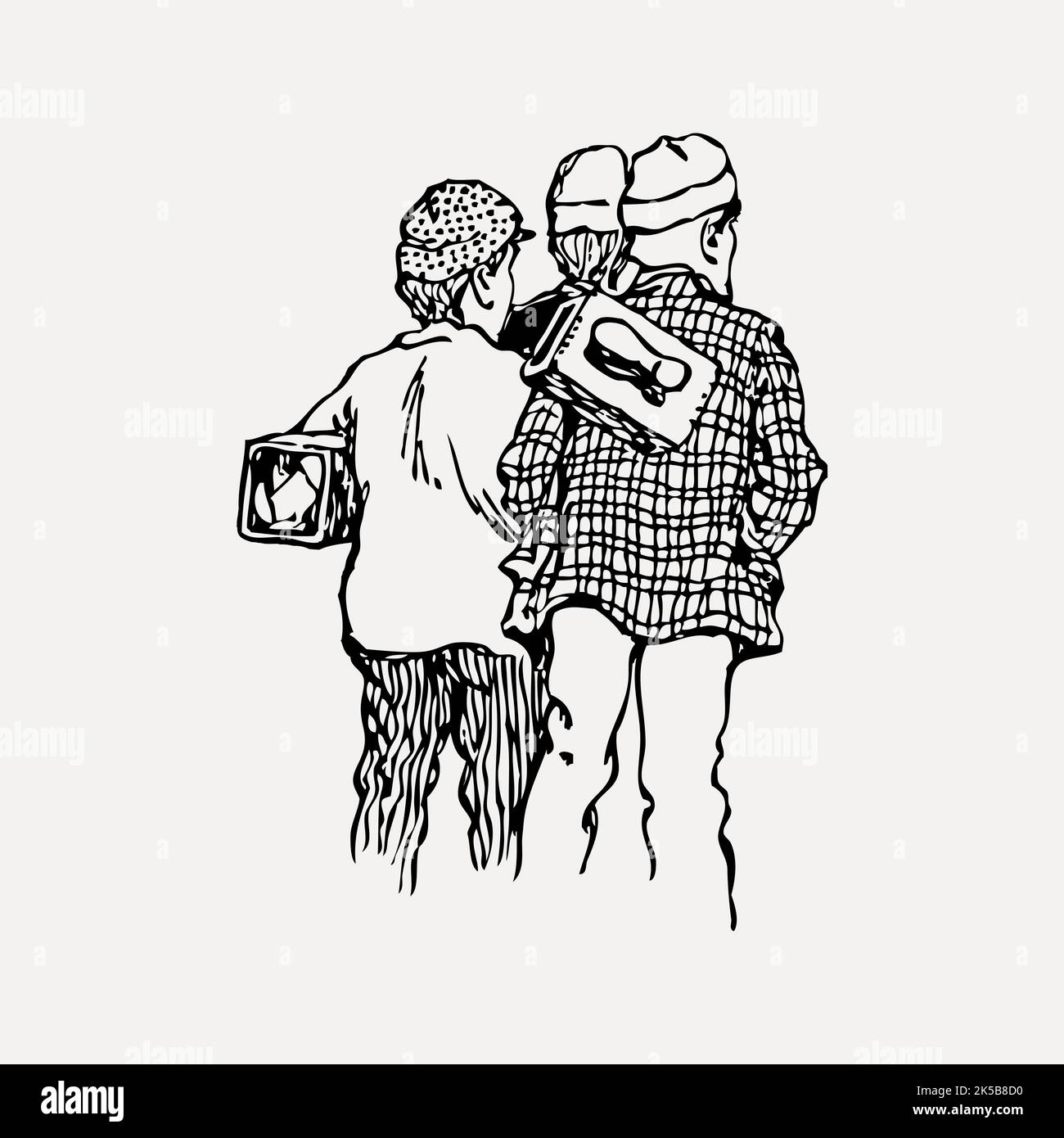 Teenagers clipart, vintage illustration vector Stock Vector Image & Art ...