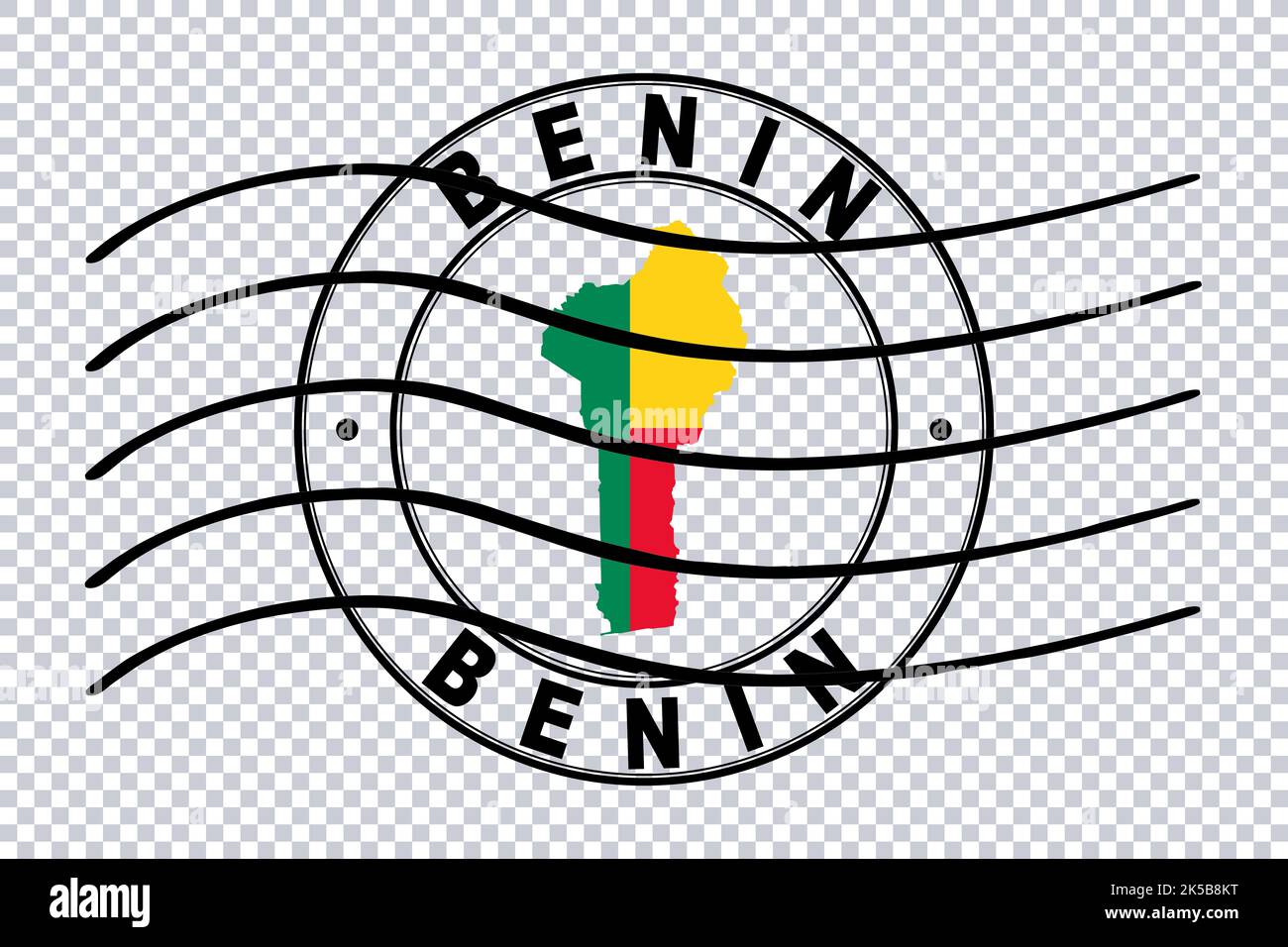 Map of Benin, Postal Passport Stamp, Travel Stamp, Clipping path Stock