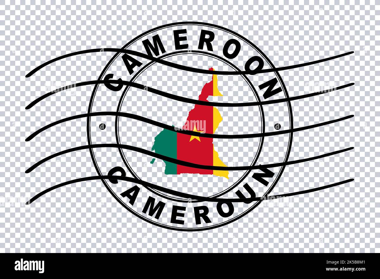 Map of Cameroon, Postal Passport Stamp, Travel Stamp, Clipping path