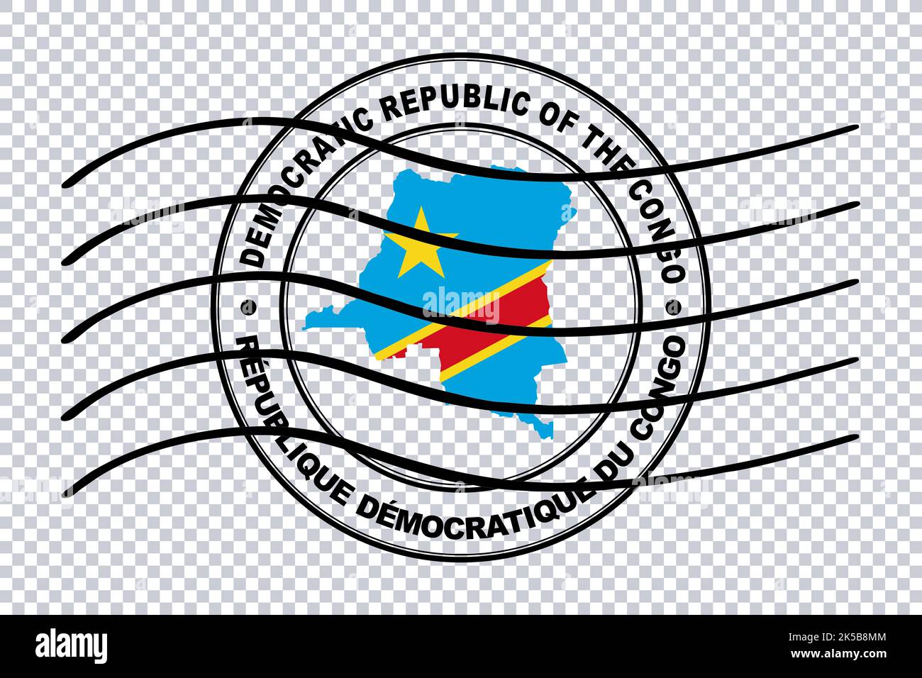 Map of Democratic Republic Congo, Postal Passport Stamp, Travel Stamp, Clipping path Stock Photo