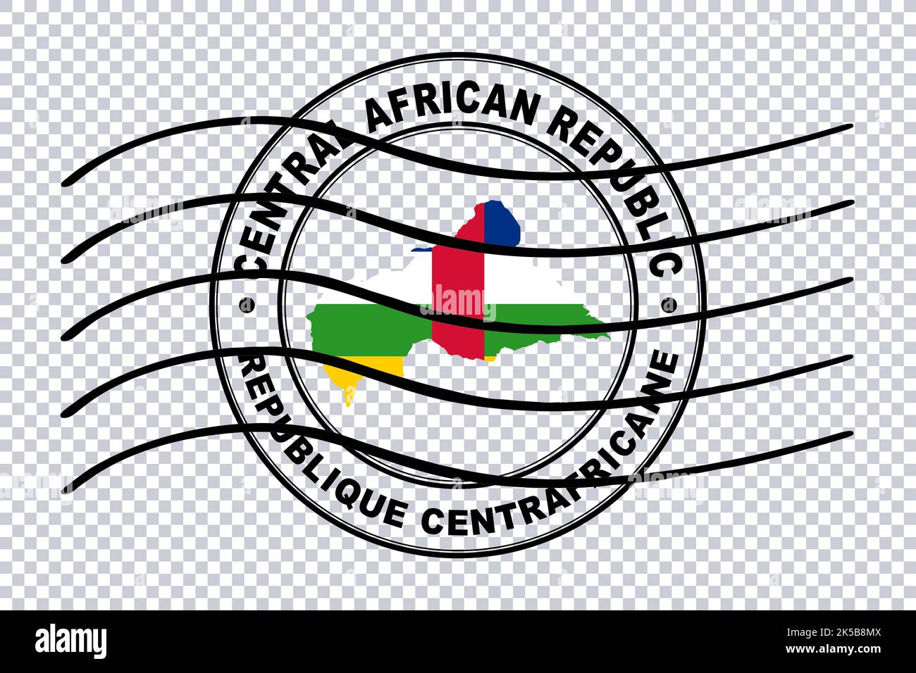 Map of Central African Republic, Postal Passport Stamp, Travel Stamp
