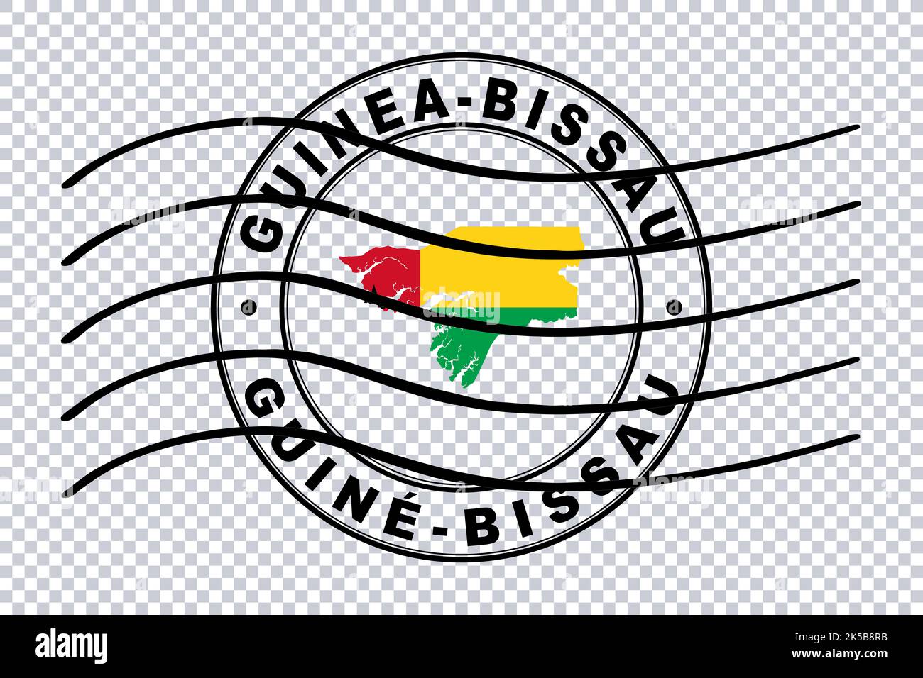 Map of Guinea Bissau, Postal Passport Stamp, Travel Stamp, Clipping