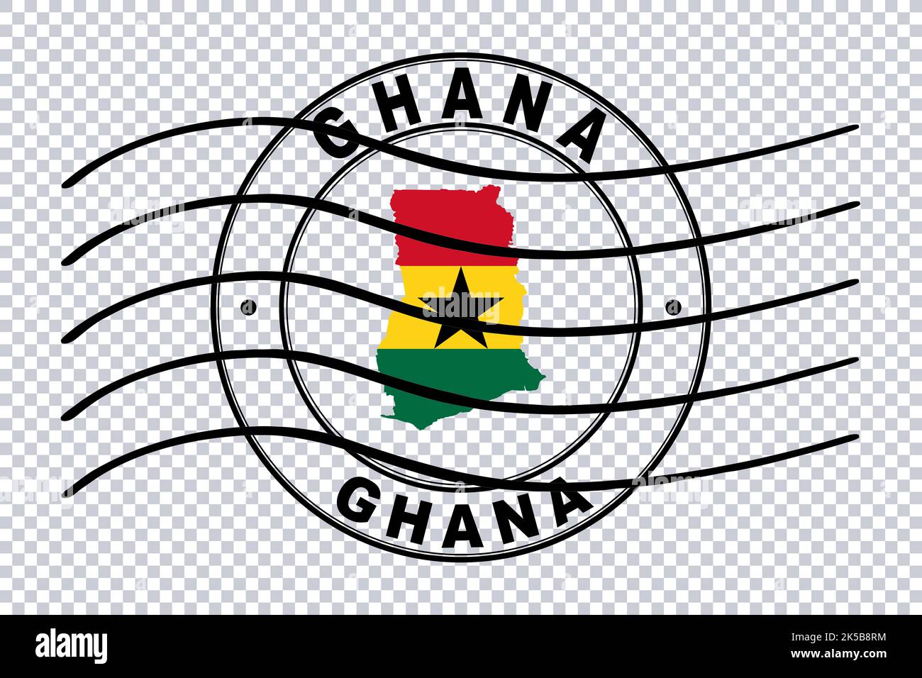 Map of Ghana, Postal Passport Stamp, Travel Stamp, Clipping path Stock Photo