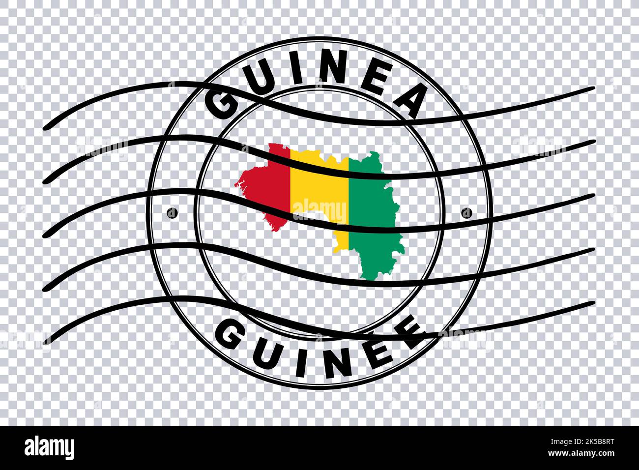 Map of Guinea, Postal Passport Stamp, Travel Stamp, Clipping path Stock