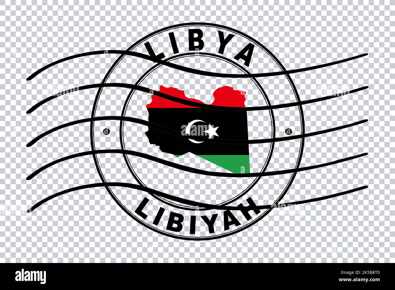Map of Libya, Postal Passport Stamp, Travel Stamp, Clipping path Stock Photo