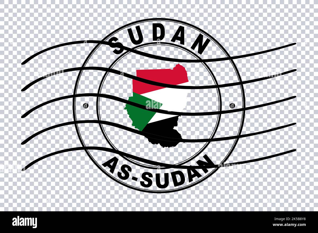Map of Sudan, Postal Passport Stamp, Travel Stamp, Clipping path Stock