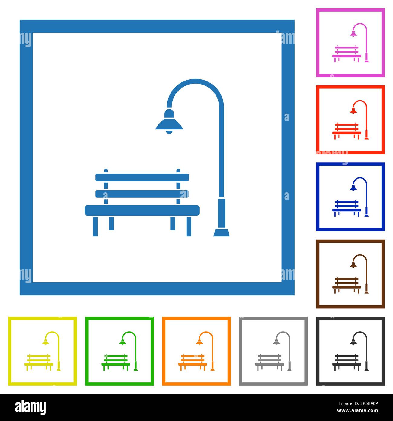 Park flat color icons in square frames on white background Stock Vector ...