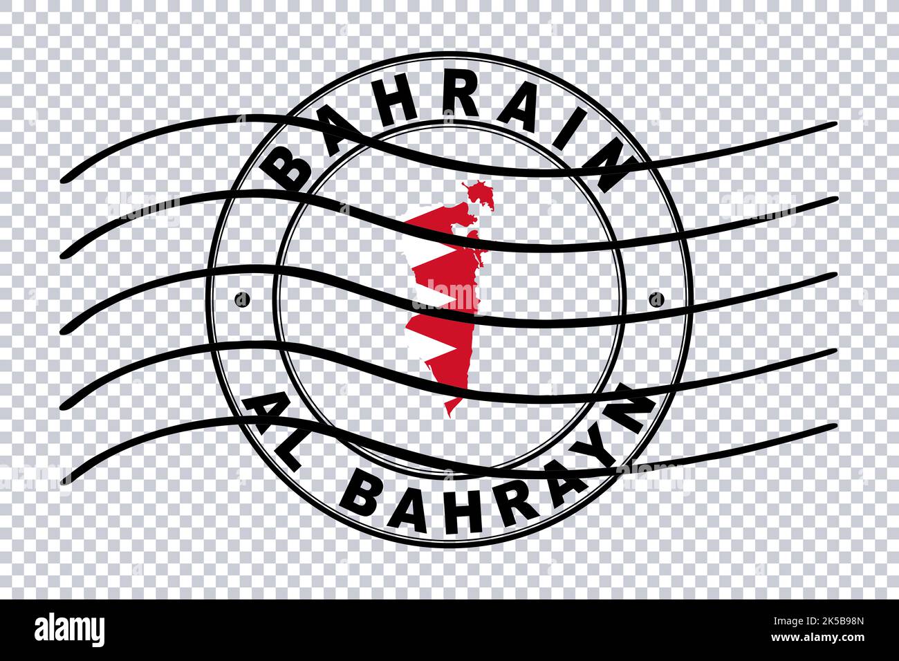 Map of Bahrain, Postal Passport Stamp, Travel Stamp, Clipping path