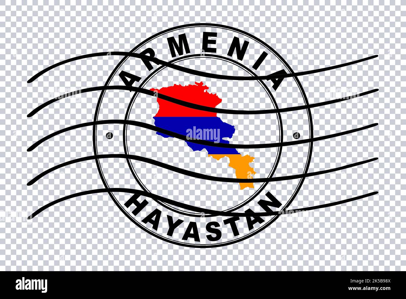Map of Armenia, Postal Passport Stamp, Travel Stamp, Clipping path