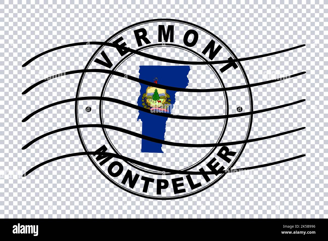 Map Of Vermont Postal Passport Stamp Travel Stamp Clipping Path