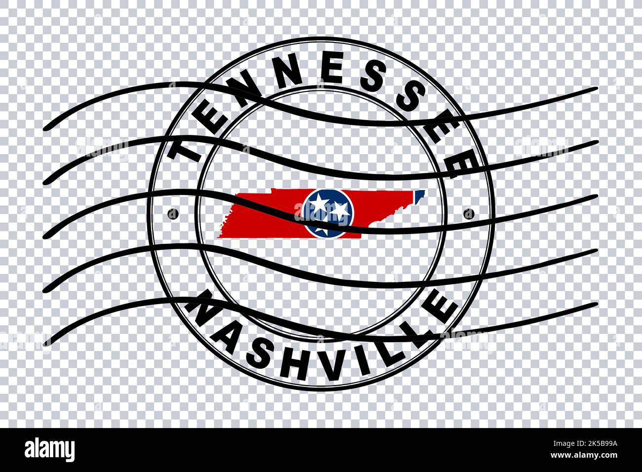 Map of Tennessee, Postal Passport Stamp, Travel Stamp, Clipping path