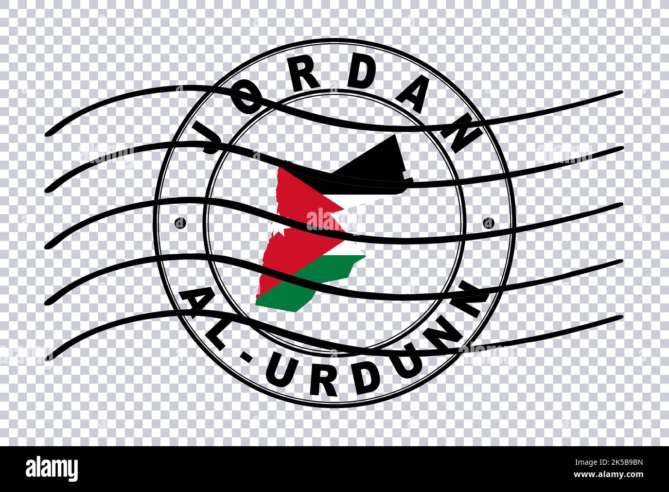 Map of Jordan, Postal Passport Stamp, Travel Stamp, Clipping path Stock
