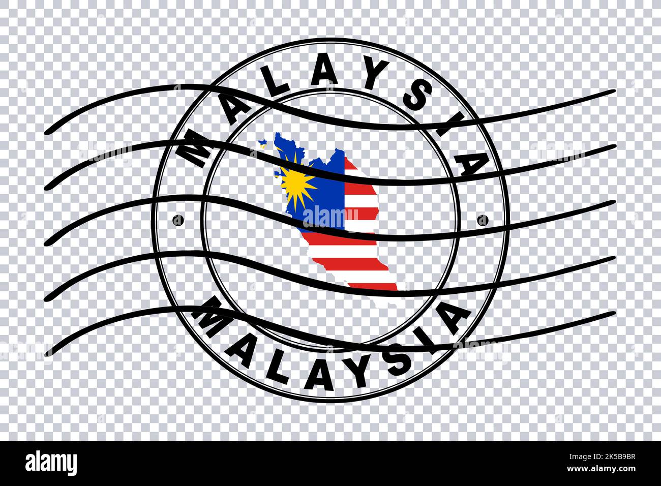 Map of Malaysia, Postal Passport Stamp, Travel Stamp, Clipping path