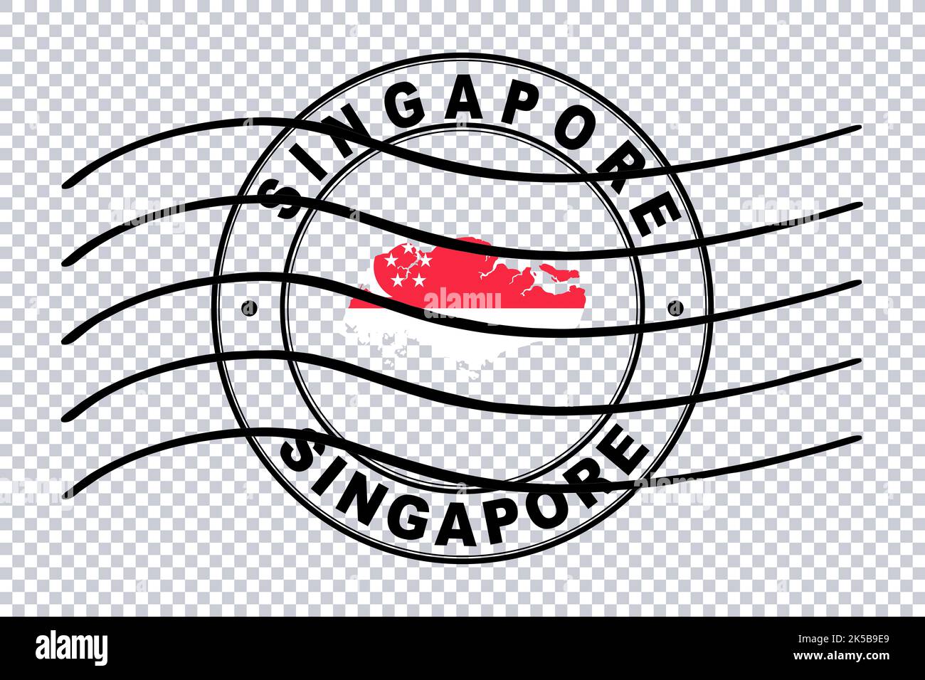 Map of Singapore, Postal Passport Stamp, Travel Stamp, Clipping path