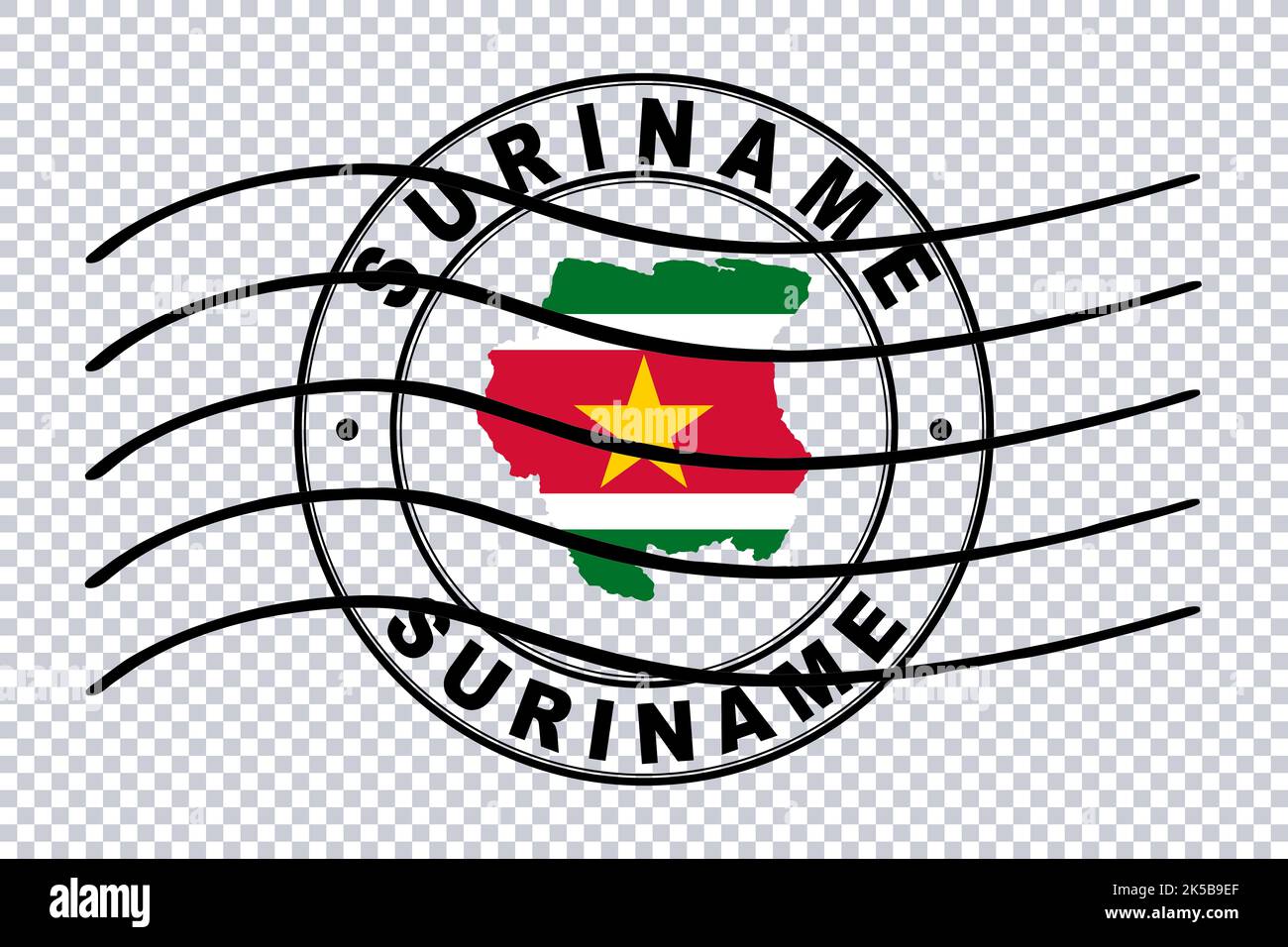 Map of Suriname, Postal Passport Stamp, Travel Stamp, Clipping path Stock Photo