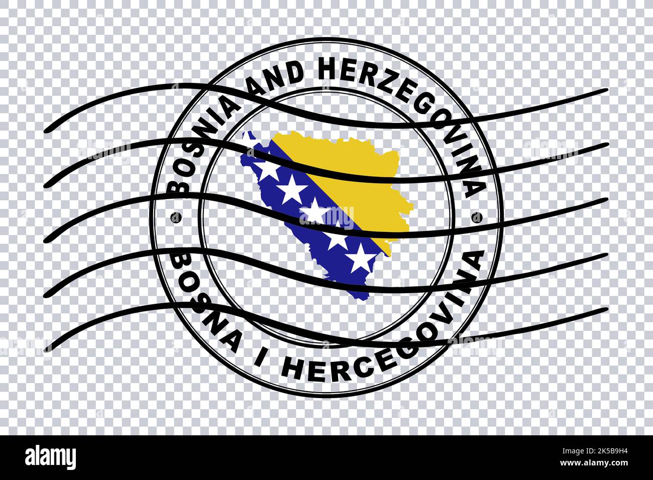 Map of Bosnia and Herzegovina, Postal Passport Stamp, Travel Stamp, Clipping path Stock Photo