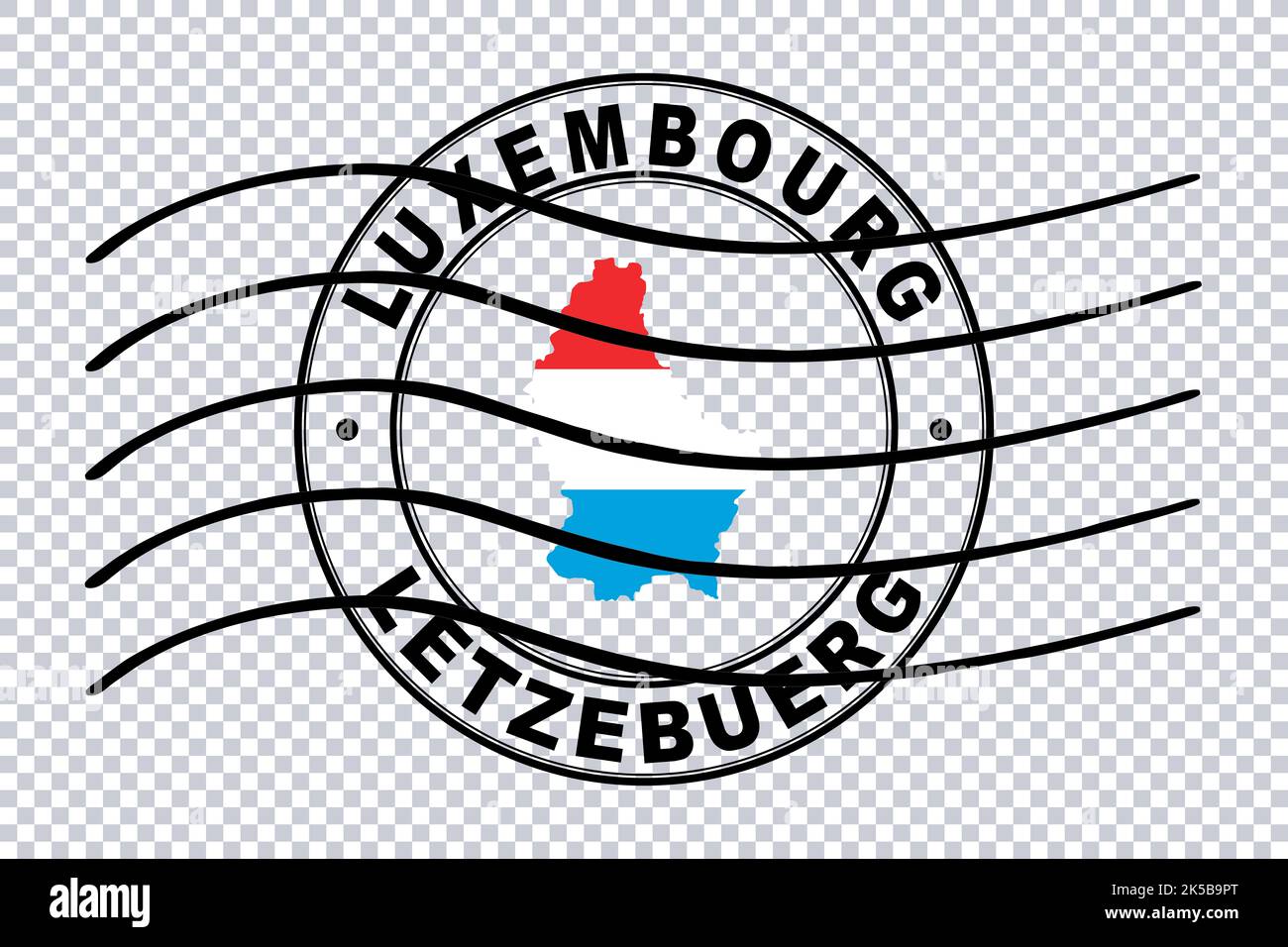 Map of Luxembourg, Postal Passport Stamp, Travel Stamp, Clipping path