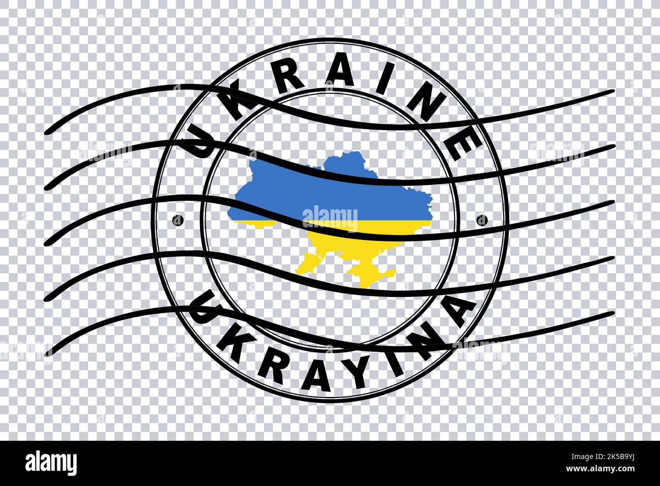 Map of Ukraine, Postal Passport Stamp, Travel Stamp, Clipping path