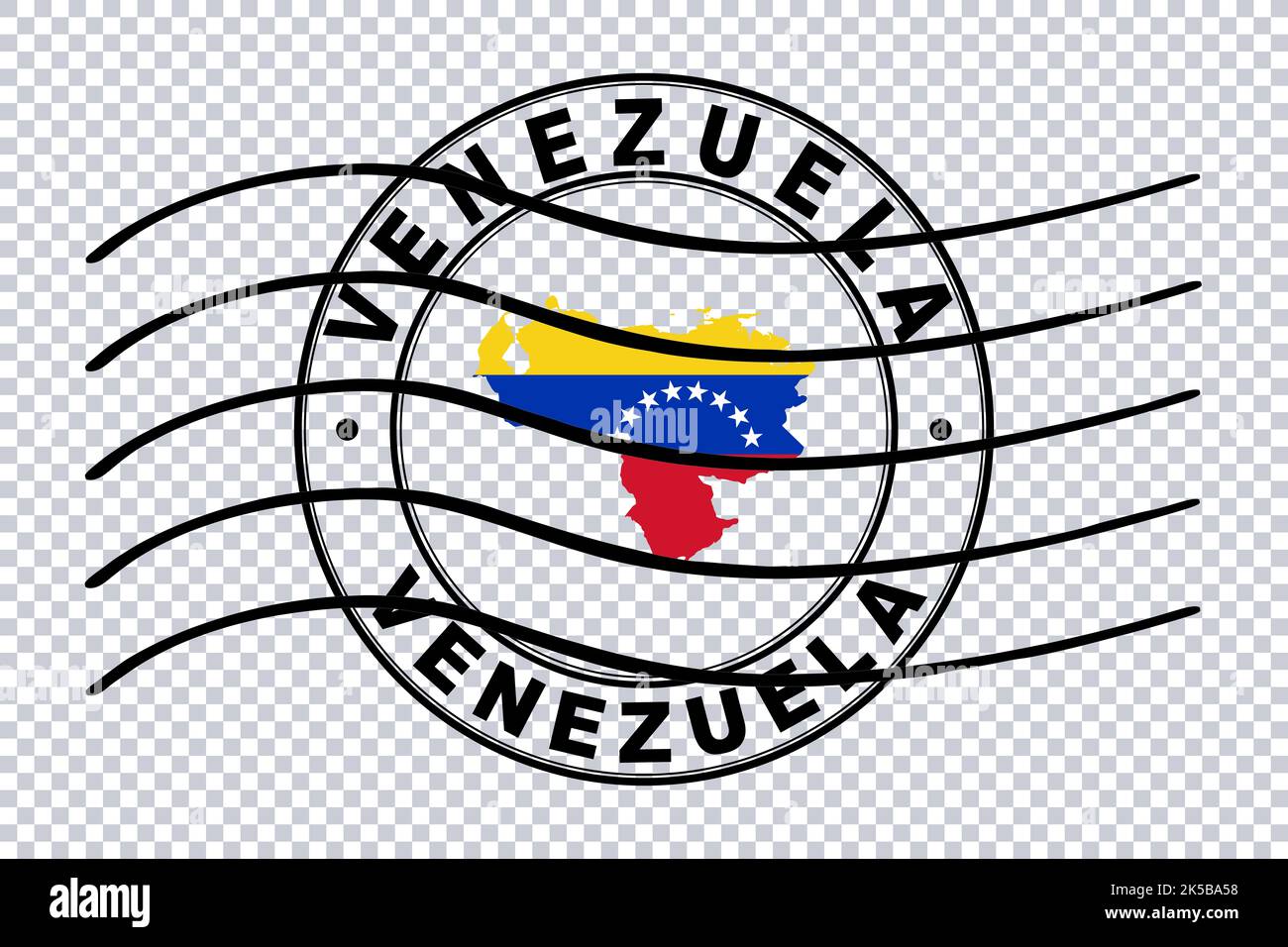 Map of Venezuela, Postal Passport Stamp, Travel Stamp, Clipping path Stock Photo