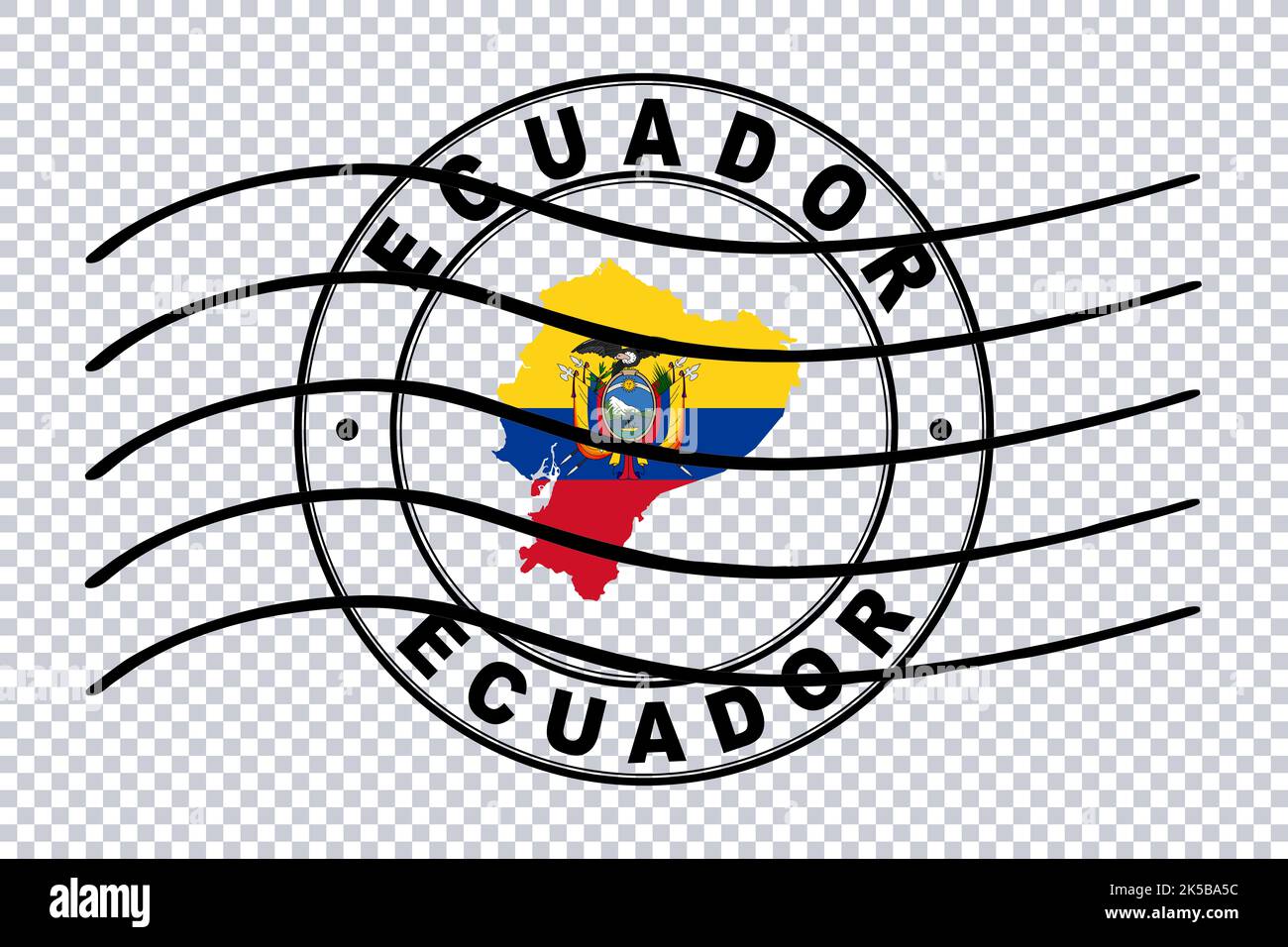 Map of Ecuador, Postal Passport Stamp, Travel Stamp, Clipping path Stock Photo