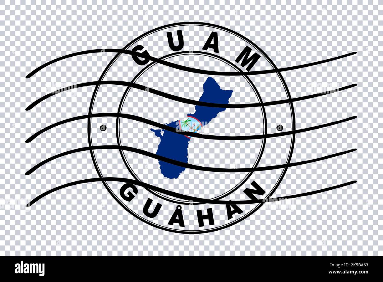 Map of Guam, Postal Passport Stamp, Travel Stamp, Clipping path Stock