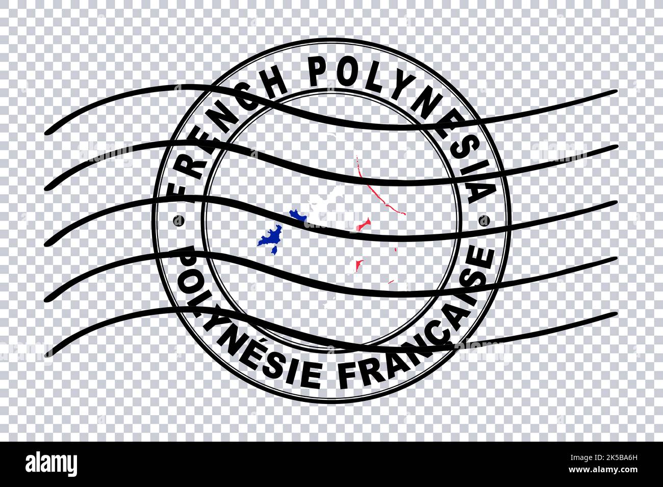 Map of French Polynesia, Postal Passport Stamp, Travel Stamp, Clipping