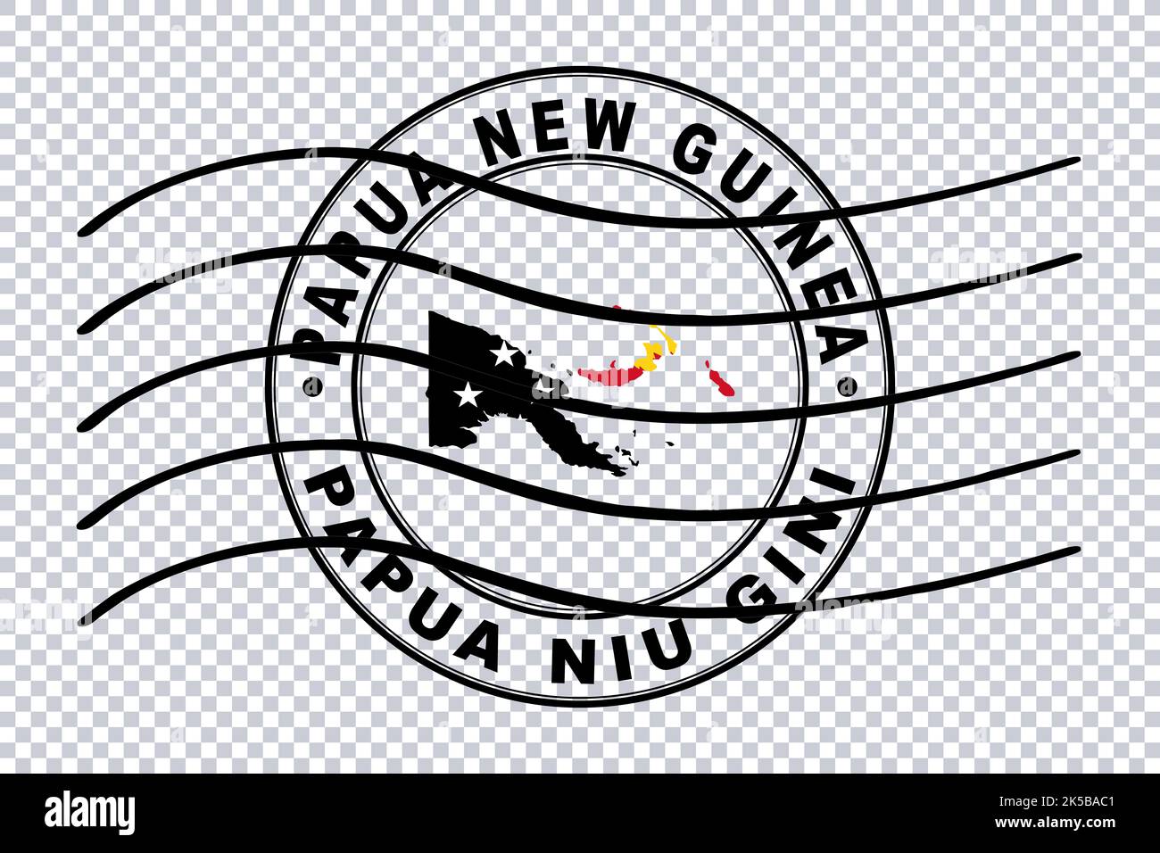 Map of Papua New Guinea, Postal Passport Stamp, Travel Stamp, Clipping