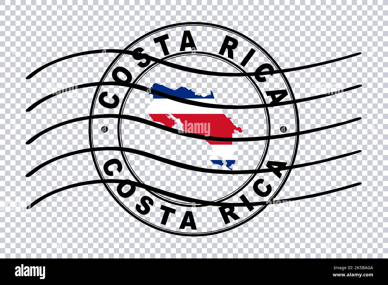 Map of Costa Rica, Postal Passport Stamp, Travel Stamp, Clipping path Stock Photo Alamy