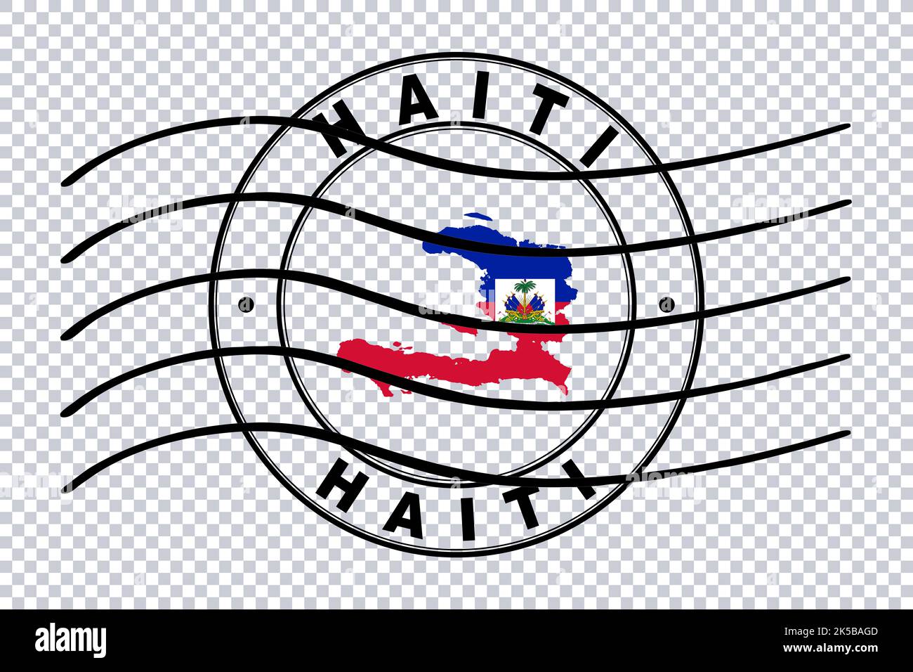Map of Haiti, Postal Passport Stamp, Travel Stamp, Clipping path Stock