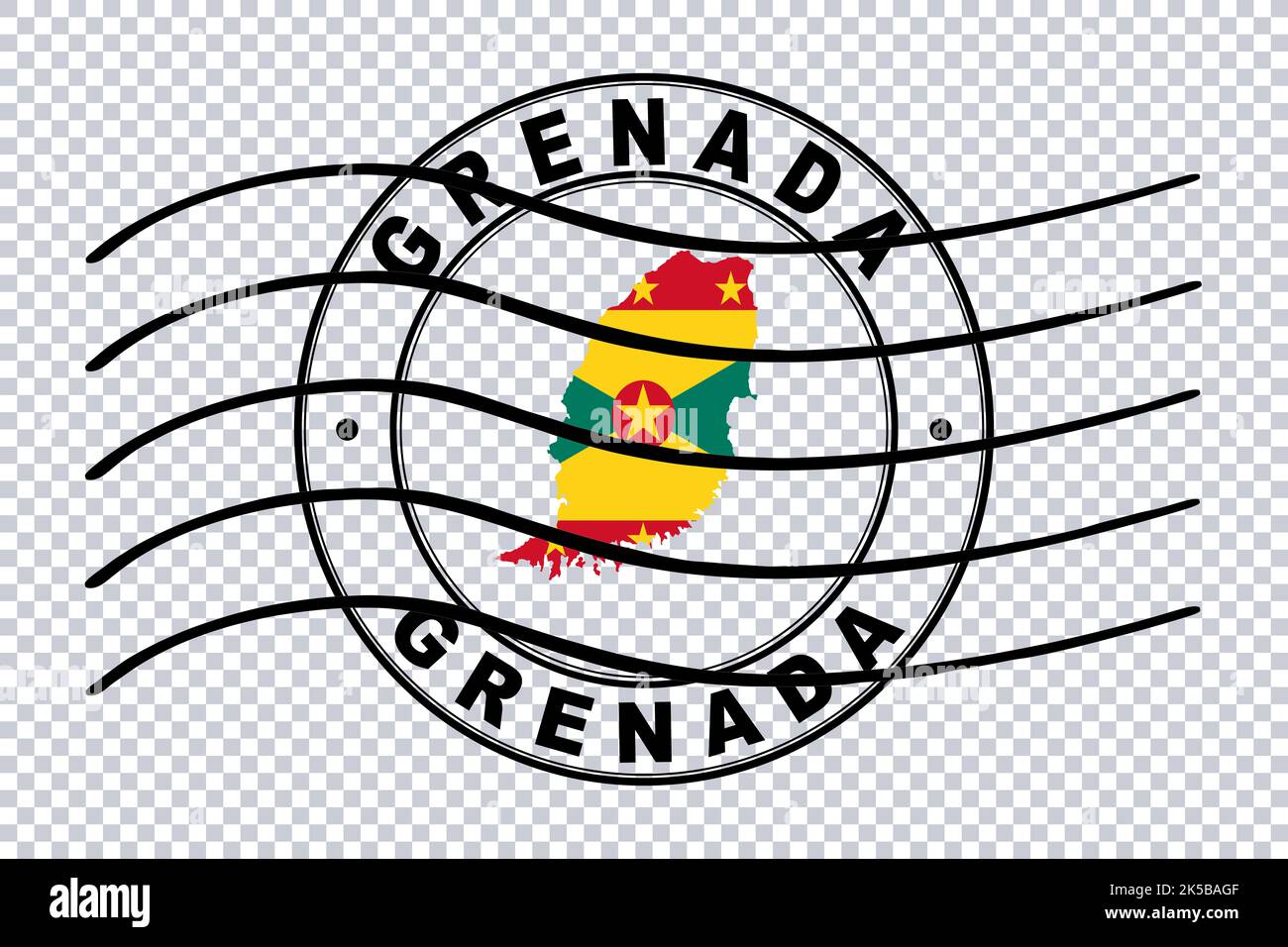 Map of Grenada, Postal Passport Stamp, Travel Stamp, Clipping path Stock Photo