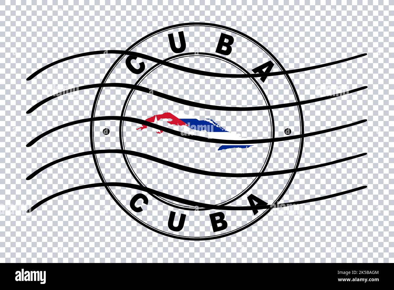 Map of Cuba, Postal Passport Stamp, Travel Stamp, Clipping path Stock