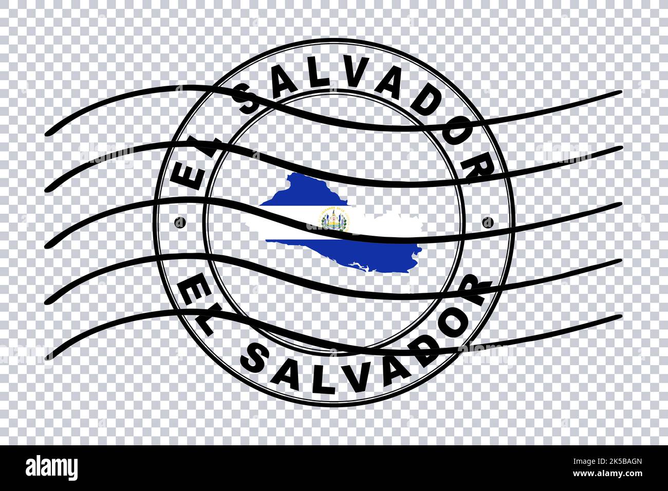 Map of El Salvador, Postal Passport Stamp, Travel Stamp, Clipping path
